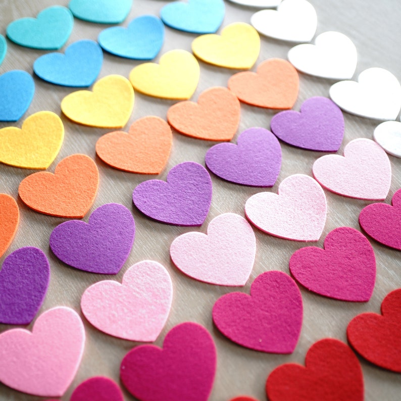 Craft Felt Heart 50 Individual Multi-color Felt Hearts Pack image 8