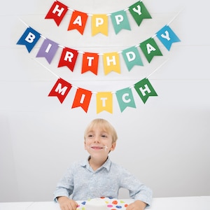Custom Happy Birthday Felt Banner Rainbow with your Name of Choice Premium Quality Layered Bunting image 2