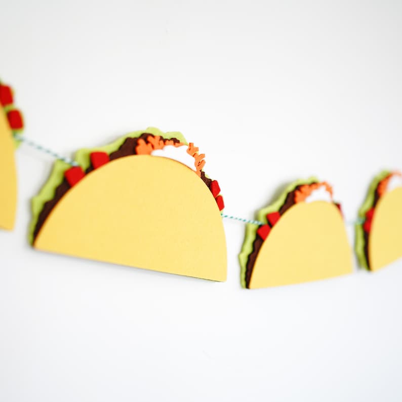 Tacos Party Felt Garland Premium Quality Layered Bunting 9 Tacos image 1