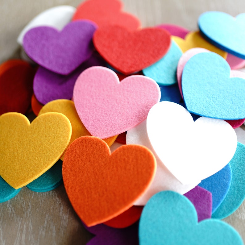 Craft Felt Heart 50 Individual Multi-color Felt Hearts Pack image 6