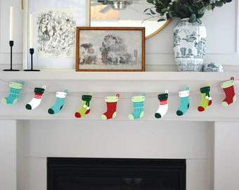 Stockings Garland Christmas 10 Stockings Eco Felt 65 inches wide