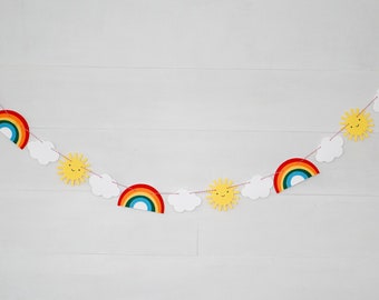 Rainbow Sunshine Clouds Felt Garland