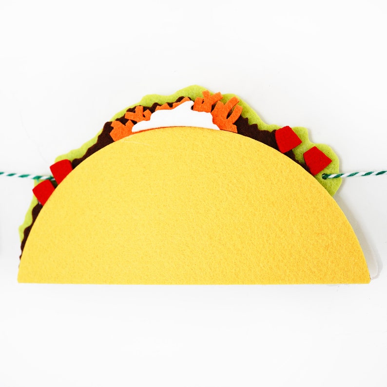Tacos Party Felt Garland Premium Quality Layered Bunting 9 Tacos image 3