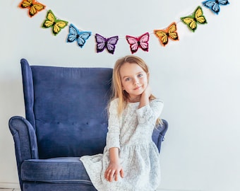 Butterfly Felt Garland Rainbow Premium Quality Layered Bunting