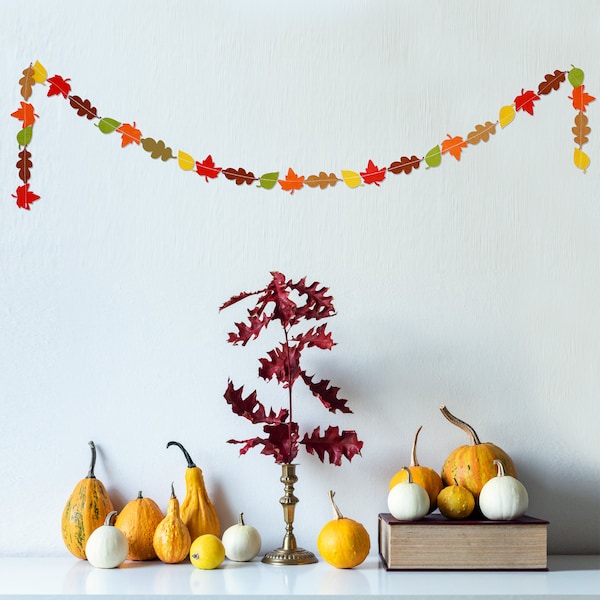 Autumn Leaf Felt Sewn Garland Premium Quality Bunting