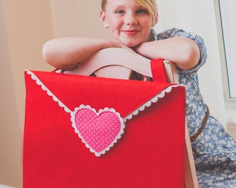 Red Valentine Letter Envelope Pouch Valentine's Day Layered Felt