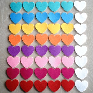 Craft Felt Heart 50 Individual Multi-color Felt Hearts Pack image 1