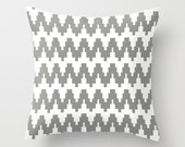 Gray and White Cheveron Zig Zag Geometric POPULAR FABRIC Throw Pillow Cover Case 16X16 or 18x18 Or 20x20 Hidden Zipper