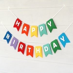 Happy Birthday Felt Banner Rainbow Premium Quality Layered Bunting 56 inches wide image 3