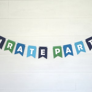 Custom Felt Banner Kit Blues & Green Felt Letters 15 Felt Flags Premium Quality Layered Garland Bunting image 3