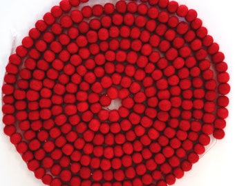 Mini Felt Ball Garland Red 1cm Balls approx. 300 balls 10 ft long
