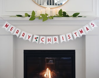 Merry Christmas Banner White Made from High Quality Eco Felt