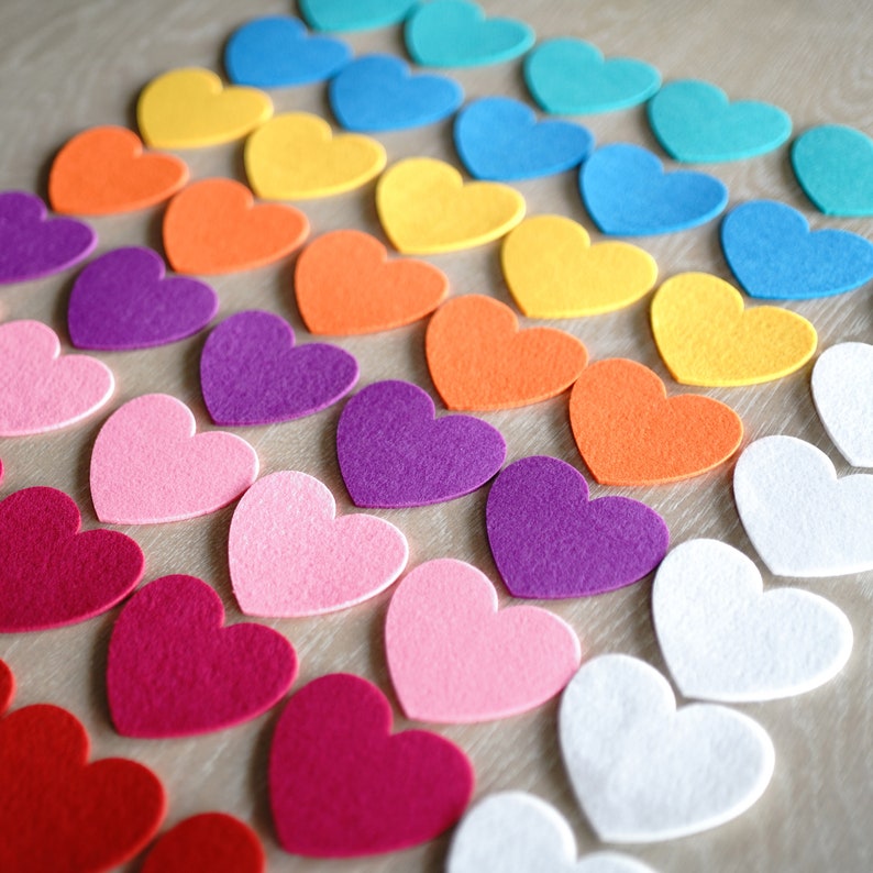 Craft Felt Heart 50 Individual Multi-color Felt Hearts Pack image 9