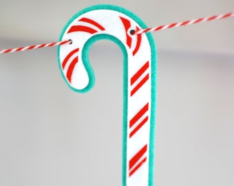 Candy Cane Felt Christmas Garland Design Premium Quality Layered Bunting