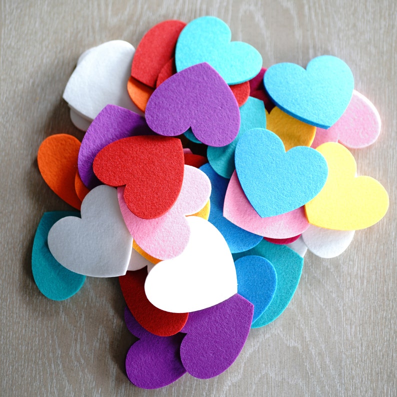 Craft Felt Heart 50 Individual Multi-color Felt Hearts Pack image 4