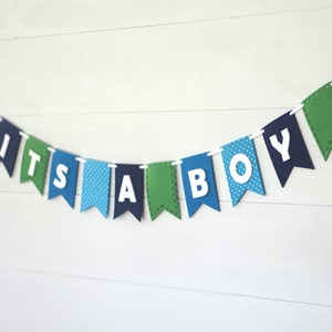 Custom Felt Banner Kit Blues & Green Felt Letters 15 Felt Flags Premium Quality Layered Garland Bunting image 2