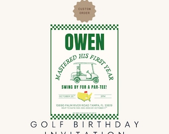Custom | Masters Golf Birthday Party Invitation | Mastered 1st Year | Digital Download