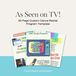Modèle de programme de récital à thème TV, conception numérique personnalisée (téléchargement instantané)