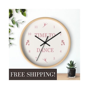 Dance Wall Clock, Dancer Pointe Shoes Clock, Ballet Wall Decor, Dance Studio Gift, Ballet Lover Gift, Unique Wall Clock, Time to Dance Clock