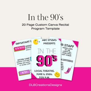 90's Dance Recital Programm Canva Vorlage, Retro Theme (Digitaler Download)