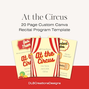 Circus Recital Program Template, 10 Page Canva Design (Digital Download)