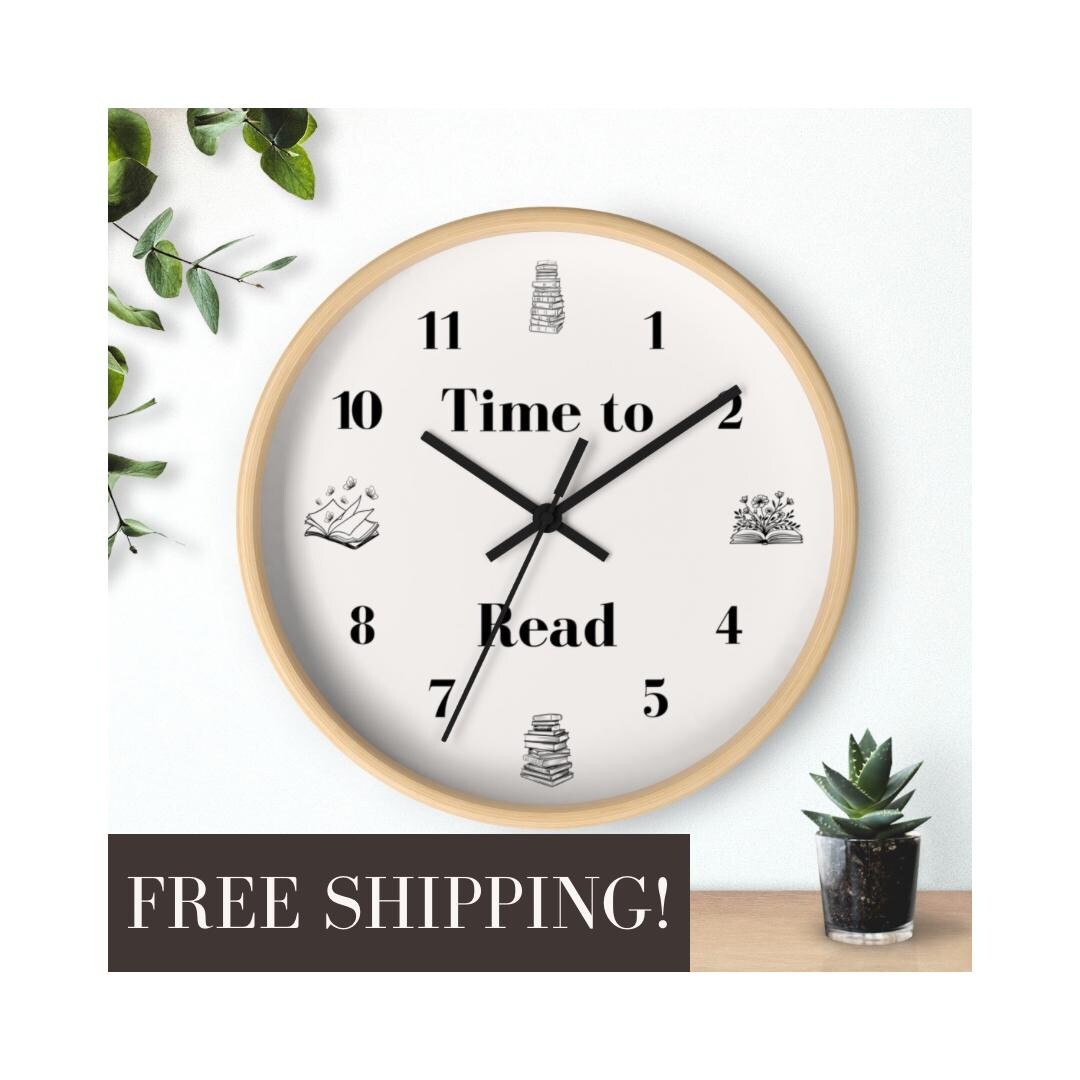 Time to Read Wall Clock - Silent Clock Mechanism, Book Lover Gift ...