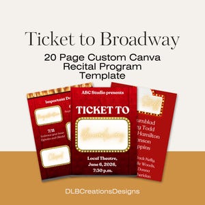 Plantilla de programa de entradas para conciertos de Broadway, boleto digital personalizado (descarga instantánea)