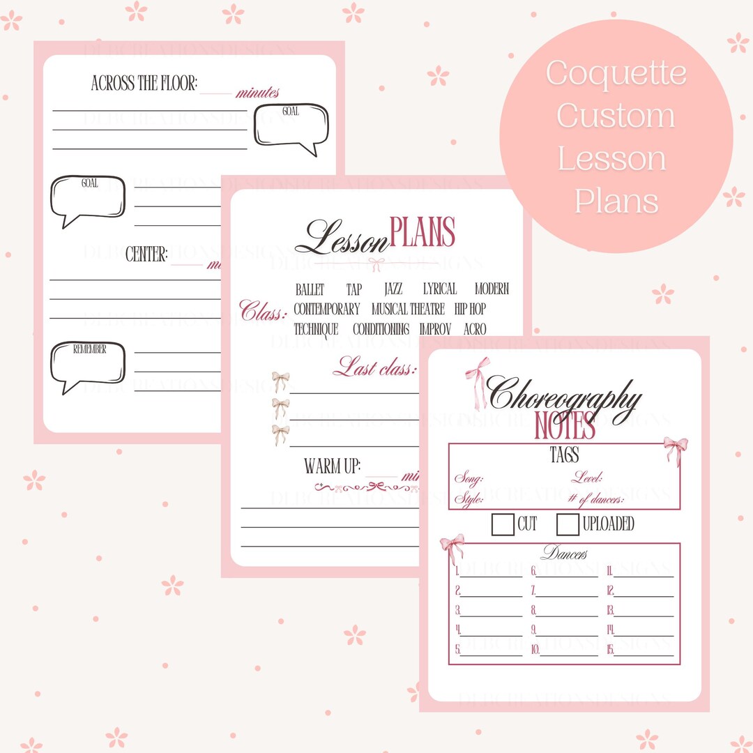 Coquette Dance Lesson Plan Template – Canva Digital Download - Etsy