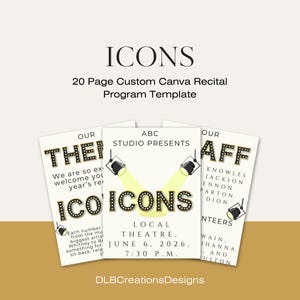 Icons Recital Program Template | Canva Dance Studio Show (Instant Download)