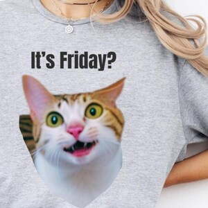 Maglietta per amanti dei gatti, maglietta divertente con meme sui gatti, maglietta del venerdì, maglietta con meme sui gatti divertenti, regalo per amanti dei gatti, regali per amanti dei gatti, maglietta con animali divertenti