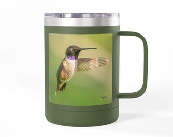 Vaso de colibrí, taza de acero inoxidable inspirada en la naturaleza, regalo para amantes de las aves