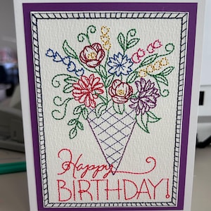 Birthday embroidered greeting card