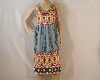 Boho Hippie Wearable Art Beaded Summer Dress by John Paul Richard ML