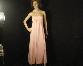 Long Pink Dress Maxi Glam Chic GUINEVERE Retro 80s Dress XS