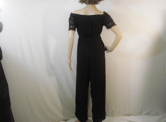 Black Jumpsuit Romper Cotton Gauze Glam Chic Vint… - image 10