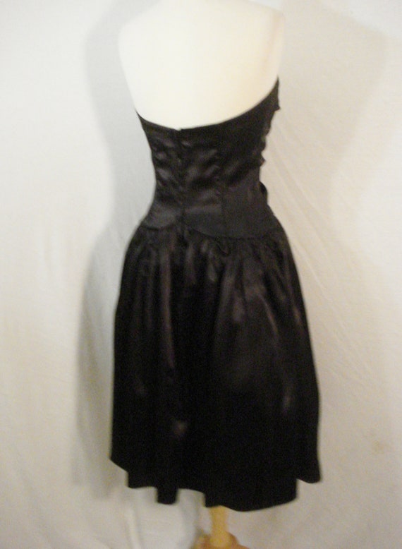 Black Satin Strapless Formal Dress Sequin Evening… - image 5