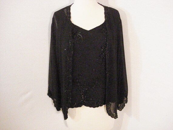 black chiffon jacket evening wear