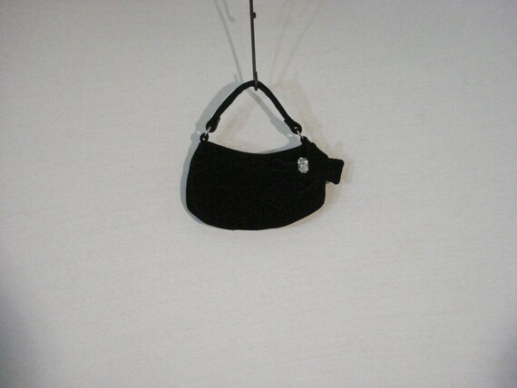 Hand Bag Evening Bag Black Velvet Formal Accessor… - image 1