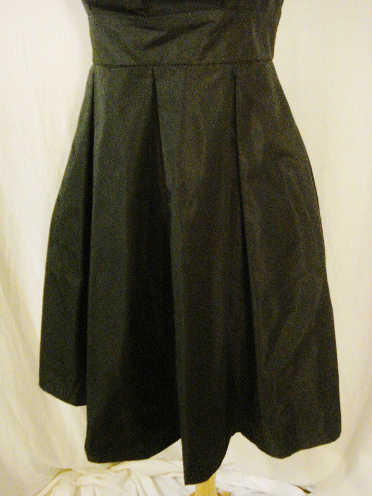 Black Taffeta Asymmetric Dress With Detachable Train