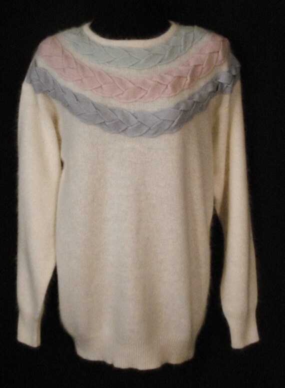 Angora Sweater Pullover Meredith Vintage 80s Whit… - image 9