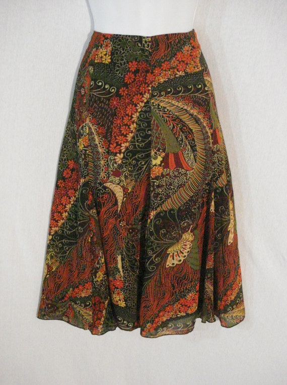 Abstract Tulip Skirt Boho Chic Earthtone Chiffon … - image 3