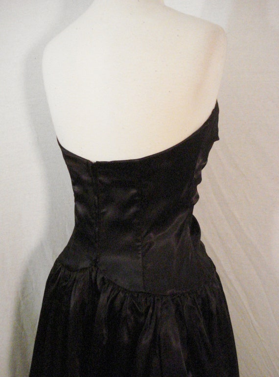 Black Satin Strapless Formal Dress Sequin Evening… - image 4