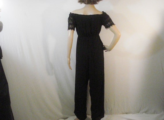 Black Jumpsuit Romper Cotton Gauze Glam Chic Vint… - image 4