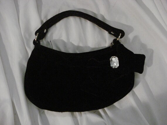 Hand Bag Evening Bag Black Velvet Formal Accessor… - image 2