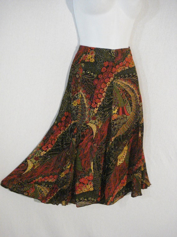 Abstract Tulip Skirt Boho Chic Earthtone Chiffon … - image 4