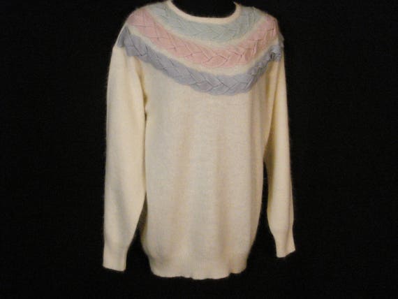 Angora Sweater Pullover Meredith Vintage 80s Whit… - image 4