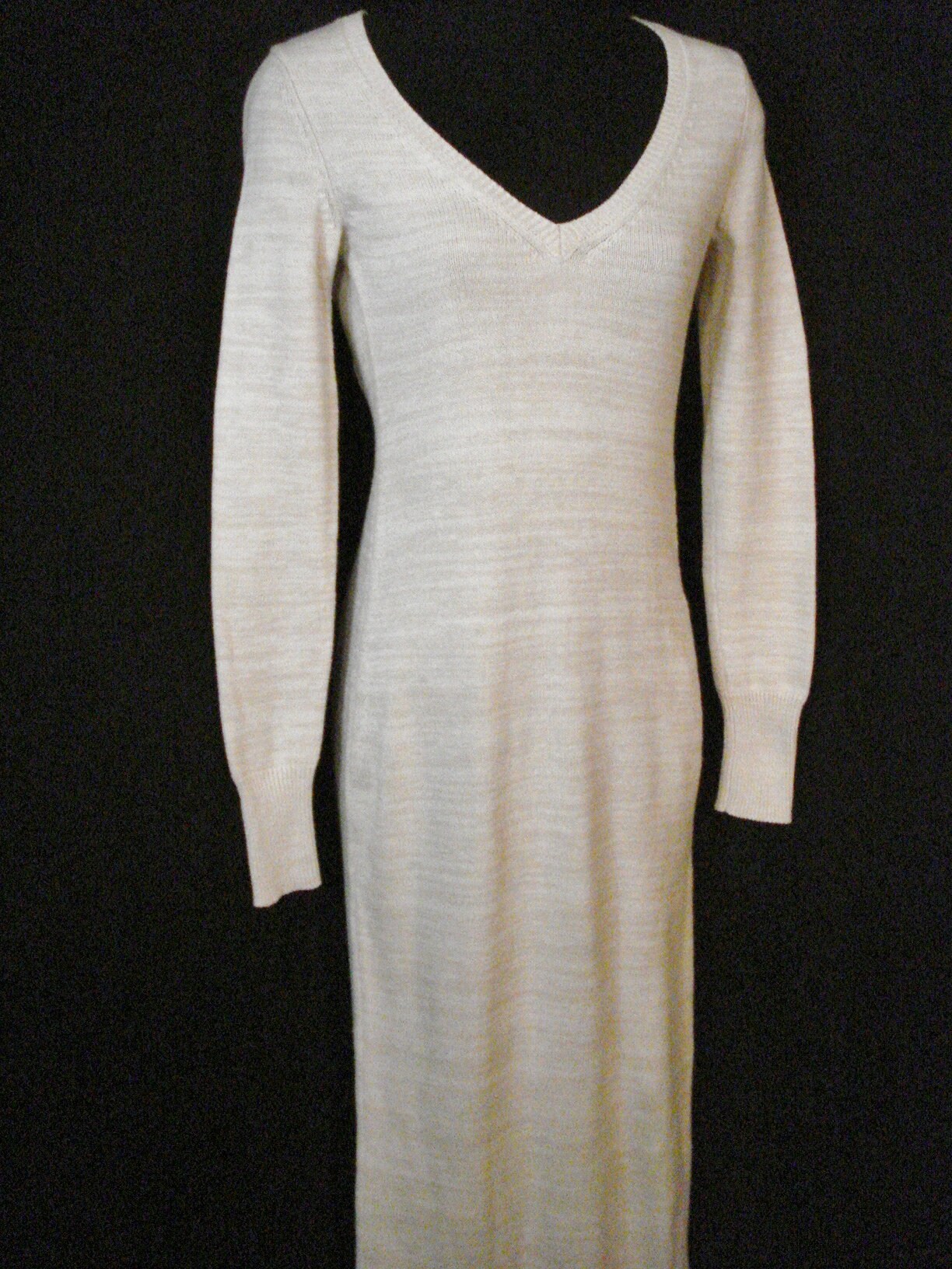 Tan Sweater Dress Long Fitted Knit MODA International Dress XS S