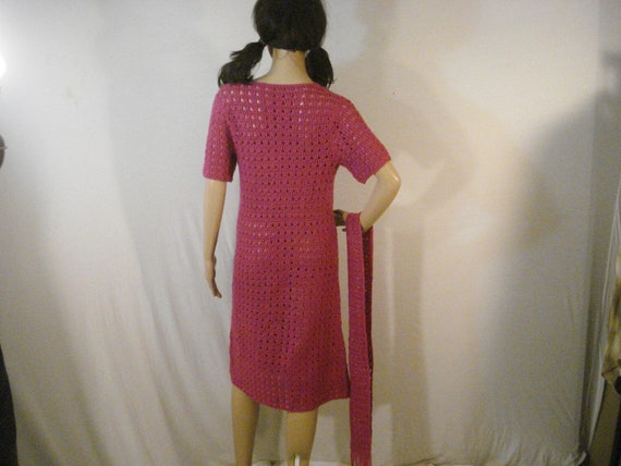 Knit Crochet Sweater Dress Beaded Vintage 60s Hot… - image 5