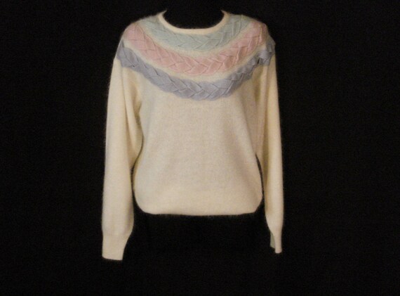Angora Sweater Pullover Meredith Vintage 80s Whit… - image 7
