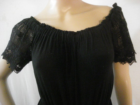 Black Jumpsuit Romper Cotton Gauze Glam Chic Vint… - image 3